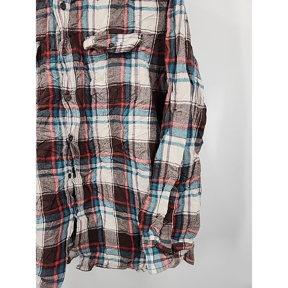 George Mens Long Sleeve Button Up Plaid Flannel XL Shirt - Picture 5 of 6